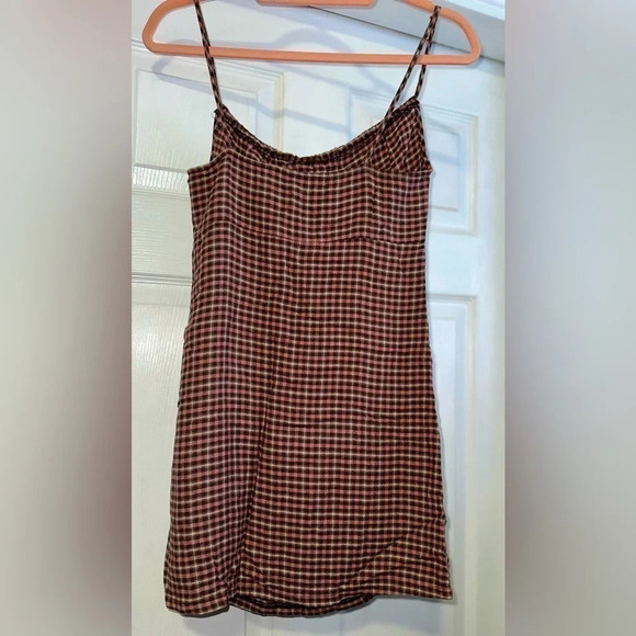 Pull & Bear Spaghetti Strap Dress, Brown & Pink - Picture 3 of 6
